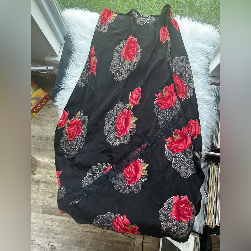 Vintage black floral midi skirt - Picture 9 of 10